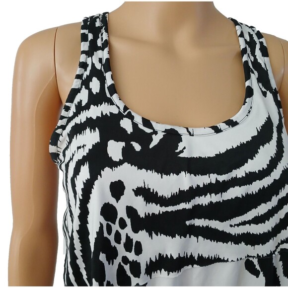 BCX Women's Medium Summer Black & White Ruffle Top Beachy Boho - Picture 9 of 16